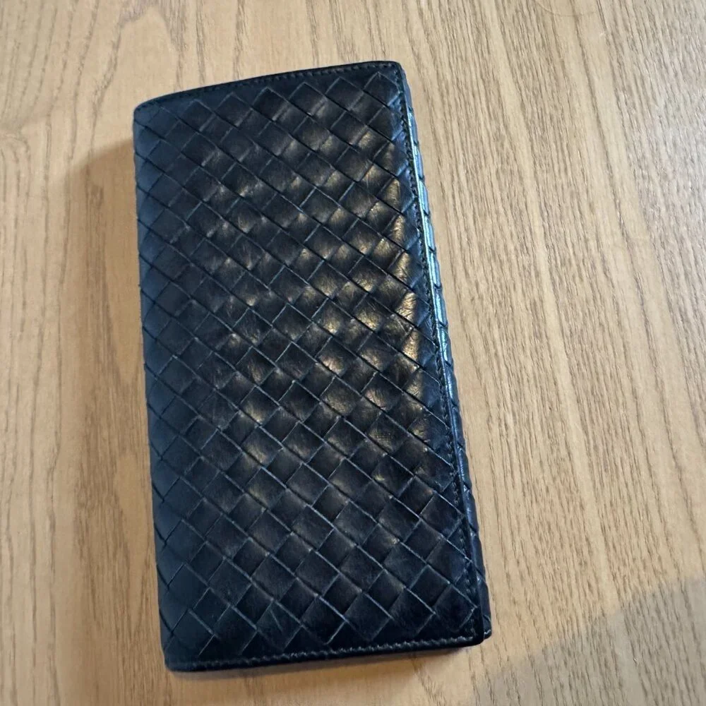 Bottega Veneta Intrecciato‎ Black Leather Long Wallet